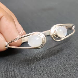 Adjustable Moonstone 925 Sterling Silver Bangle Bracelet