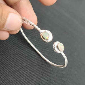 Handgjord Opal Manschettarmring 925 Sterling Silver Justerbara Ädelstenssmycken