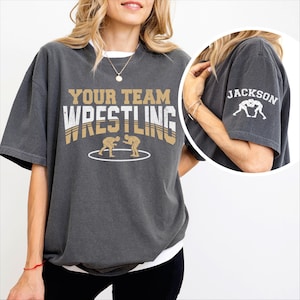 Custom Wrestling Mom Shirt, Personalized Wrestling Mom T-Shirt, Custom Wrestler Name Sleeve, Custom Wrestling Team Spirit Shirt