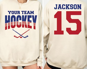 Custom Hockey Sweatshirt and Hoodie, Personalized Hockey Team Name Number, Game Day Sweater