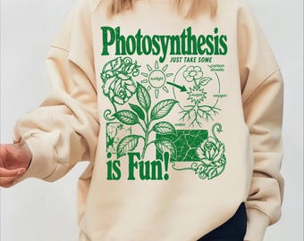 Photosynthesis Vintage Sweatshirt, Retro Botanical 90s Y2K Science Graphic Hoodie, Plant Biology Wildflower Garden