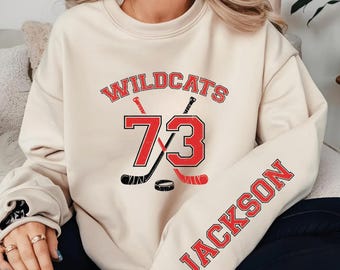 Custom Hockey Sweatshirt, Personalized Hockey Team Mascot Name and  Number, Hockey Mom Gift