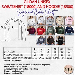 a picture of a women's sweat shirt sizes and color chart