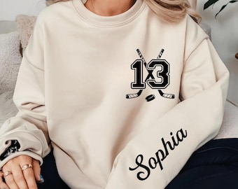 Custom Hockey Sweatshirt, Personalized Name & Number Hoodie, Hockey Mama Gift
