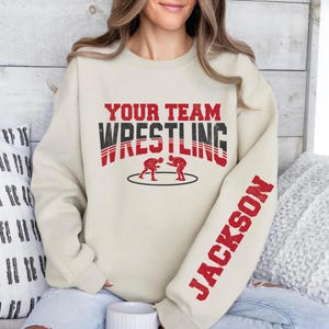 Custom Wrestling Mom Sweatshirt, Personalized Wrestling Mom Hoodie, Custom Wrestler Name Sleeve, Custom Wrestling Team Spirit Hoodie