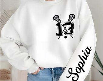 Custom Lacrosse Sweatshirt, Personalized Name and Number Hoodie, Lacrosse Mom Gift