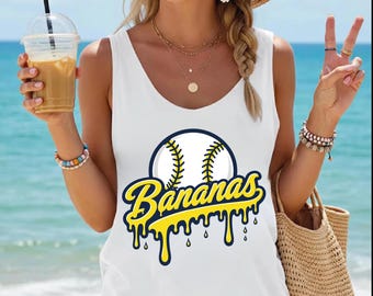 Funny Banana Baseball Racerback, Baseball Mom V-neck, Sports Team Mascot Shirt