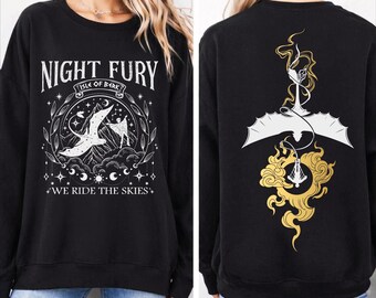 Night Fury Sweatshirt, Dragon Rider Hoodie, Isle of Berk Inspired Fantasy Book Lover Gift, How To Train Dragon, Toothless Sweater