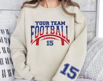 Custom Football Sweatshirt, Personalized Team Name and Number Hoodie