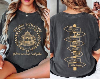 Autumn Stars Hollow Lukes Comfort Colors Shirt. Luke’s Coffee Shirt, Book Lover Tee, Halloween Pumpkin Tee, Fall Gift