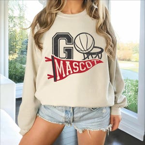 Custom Basketball Team Mascot Name Sweatshirt, Basketball Mom Hoodie, Personalized School Spirit Sweatshirt, Game Day Top