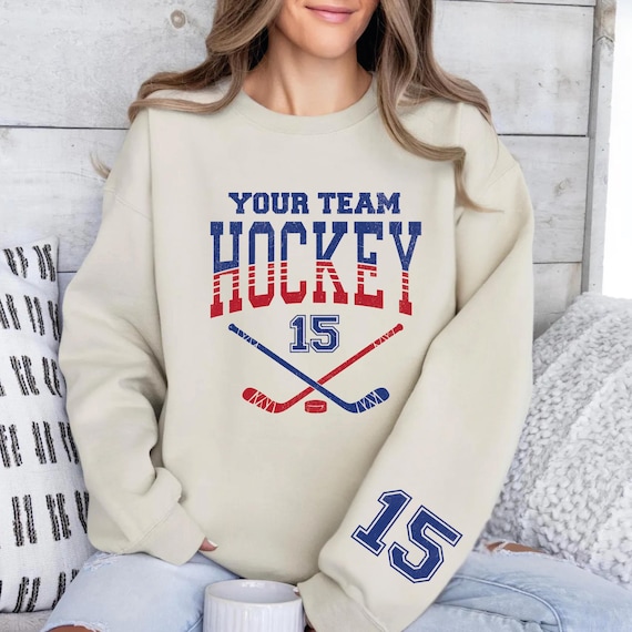 Custom Hockey Sweatshirt, Personalized Hockey Hoodie, Custom Hockey Team Name and Number, Game Day Hoodie, Hockey Mom Gift