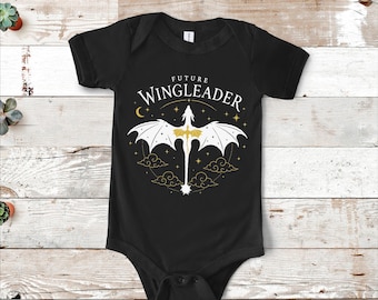 Future Wingleader Fourth Wing Baby Onesie, Dragon Rider Infant Bodysuit, Nerdy Baby Shower Gift