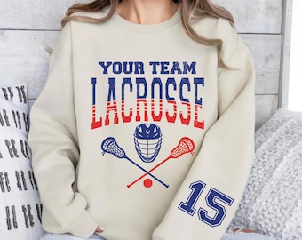 Custom Lacrosse Sweatshirt, Personalized Team Name and Number Hoodie, Lacrosse Mom Gift