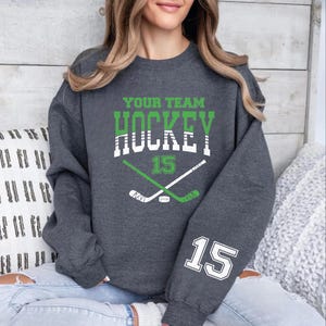 Custom Hockey Sweatshirt, Personalized Hockey Hoodie, Custom Hockey Team Name and Number, Game Day Hoodie, Hockey Mom Gift image 5