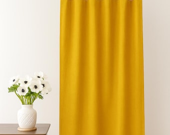 Senfgelbe Leinenvorhänge, halb durchsichtiger Leinenvorhang, Bauernhaus-Café-Vorhänge, Fensterdrapierung für Küche, Wohnzimmer