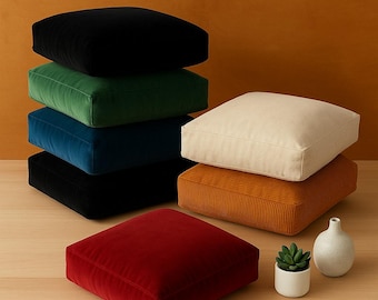 Vierkante vloerkussenhoes | Grote fluwelen poefkussenhoes | Boho vloerkussen voor zitten, meditatie, yoga en woondecoratie | Verkrijgbaar in verschillende maten