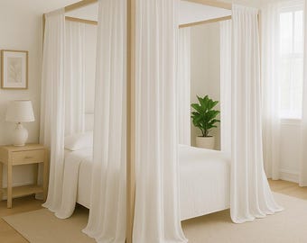 White Bed Canopy Curtain Set of 8 Panels | Custom Montessori Bed Canopy Shawl | King Bed Canopy Drape| Kids Playhouse Canopy | Bedroom Decor