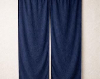 Navy Blue Linen Noren Curtain, Japanese Style Doorway Curtain, Linen Room Divider Panel, Boho Doorway ,Japanese Noren Curtain for Home Decor