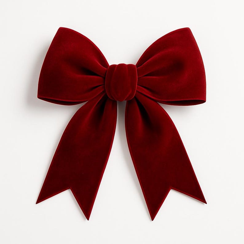 Elegante rote Samtschleife | Boho-Schleife für den Weihnachtsbaum | Festliche Schmuckschleife | Samt-Geschenkdeko Bild 1