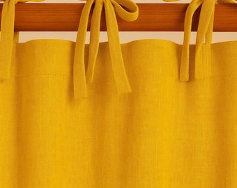 Mustard Yellow Curtain | Farmhouse Semi Sheer Drapes | Rustic Window Panel |Custom Curtain for Living Room Bedroom Kitchen | Boho Home Decor