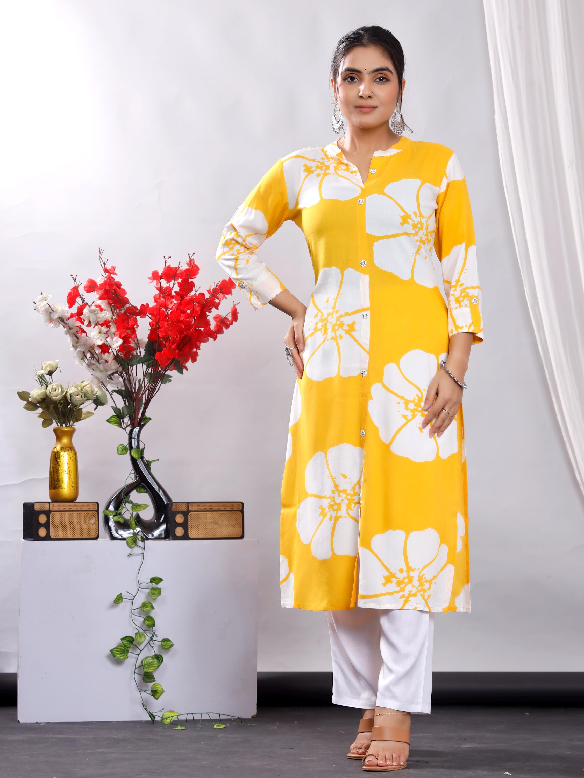Yellow Kurti W Kurtis In Pantaloons W Kurtis In Pantaloons Hot Sale