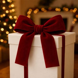 Elegante rote Samtschleife | Boho-Schleife für den Weihnachtsbaum | Festliche Schmuckschleife | Samt-Geschenkdeko Bild 5