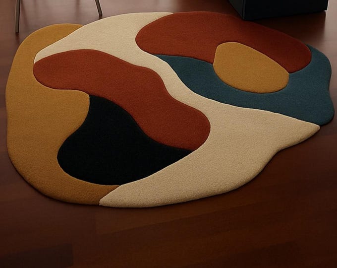 Modern Organic Colorful-Block Wool Run Hand tufted Masterpiece Unique Design Market Demand