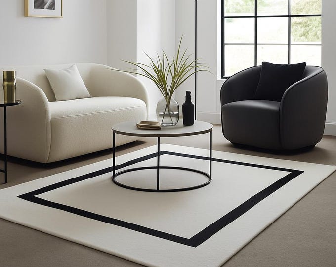 Abstract Border design woollen handmade tufted rugs ayanrugs