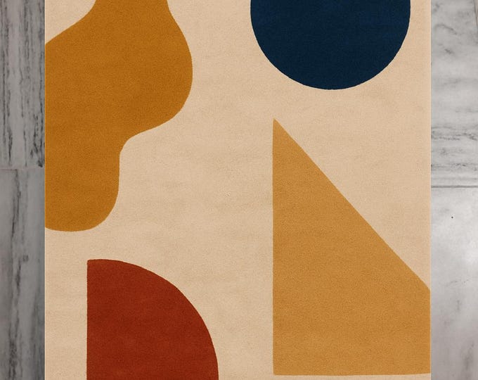 Beautiful Design Handmade Tufted Modern Abstract Geometric Area Rug Wool and cotton blend canvas