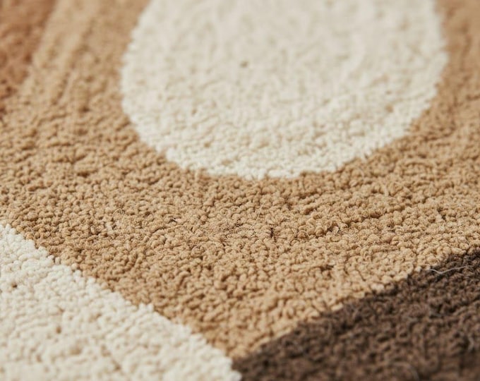 Retro Oval Layered Boho Rug – Soft Hand-Tufted Wool Carpet for Living Room & Bedroom | Neutral Aesthetic Home Decor l Ayan rugs india