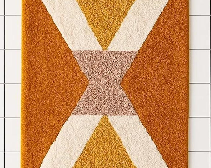 Terracotta Hourglass Geometric Runner Boho Elegance In Every Step Handmade Hand-tufted Woollen Rugs