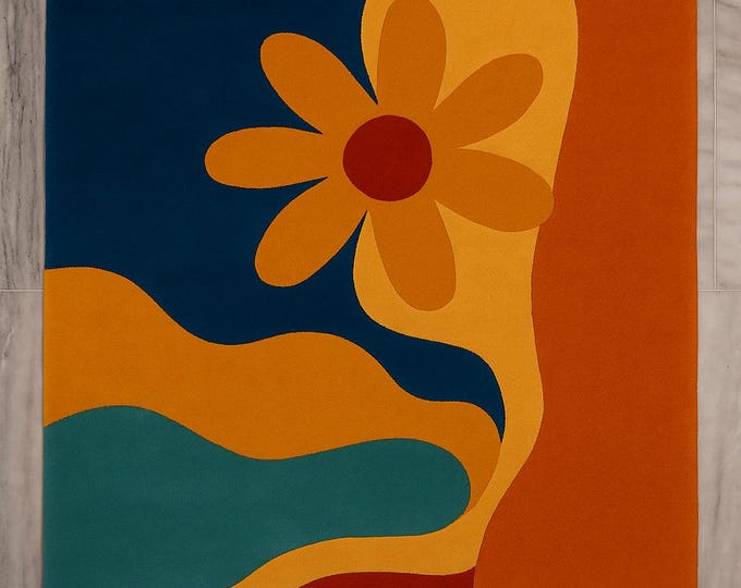 Abstract Floral Flower Design Hand Tufted Wool Rug Vibrant Modern Art For your Floors