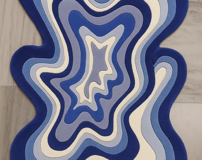 Ocean Wave Handmade tufted wool Rug Modern Abstract Elegance Luxury Design