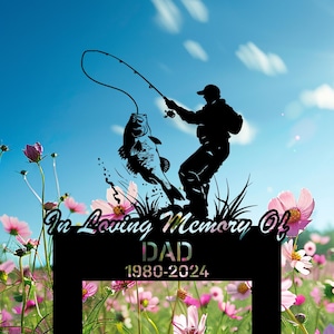 Personalized Fisherman Grave Marker, Fishing Memorial Memorial Plaque, Custom Metal Tribute, Remembrance Gift For Dad.