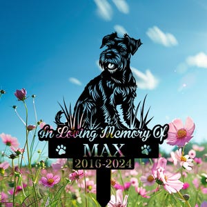 Custom Schnauzer Dog Memorial Stake, Schnauzer Waiting at The Door Grave Marker,Dog Sympathy Sign, Pet Cemetery Stake Dog Gift,Dog Loss Gift