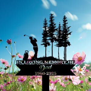 Personalized In Loving Memory Golfer Grave Marker For Dad, Custom Golf Memorial Metal Sign, Outdoor Golf Tribute Cemetery Yard Decoration.
