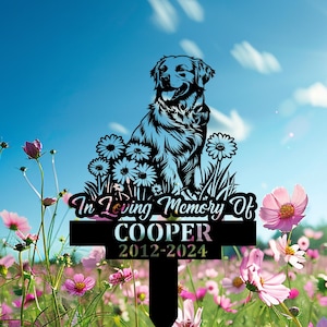 Custom Golden Retriever Dog Memorial Stake, Happy Golden Retriever Metal Grave Marker, Custom Dog Cemetery Stake,Pet Loss Gift,Sympathy Sign