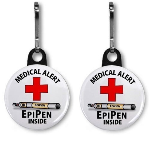 Green Epipen Jr Inside Medical Alert 2pack Zipper Pull Charms Etsy