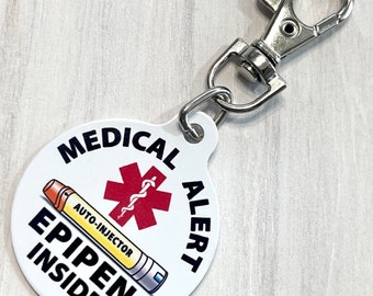 Epipen Case Tag Medical Id Alert Clip on Lobster Clasp with personalization options