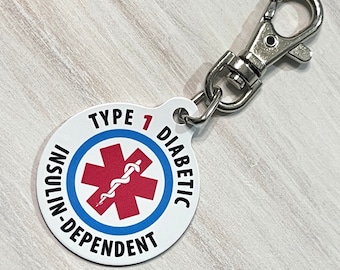 Type 1 Diabetic Medical ID Tag, Insulin Dependent, Personalized