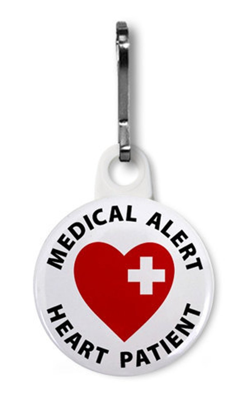 Heart Patient Pin Medical Alert Zipper Pull Keychain Charm Etsy