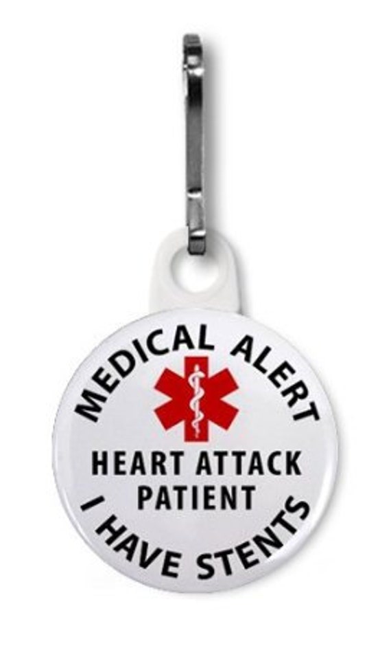 Medical Alert Heart Patient Keychain Fob Zipper Pull Charm I Have Stents  Medical Alert Coronary Bypass surgery Angioplasty Tag