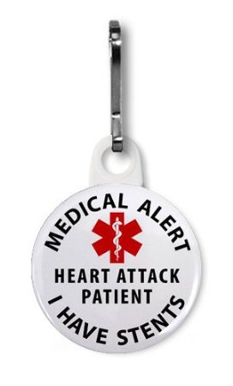 Medical Alert Heart Patient Keychain Fob Zipper Pull Charm I Have Stents Medical Alert Coronary Bypass surgery Angioplasty Tag