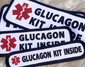 Glucagon Emergency Kit Patch Diabetes, Hypoglycemia Medical Alert Patches with VELCRO® Brand hook fastener option