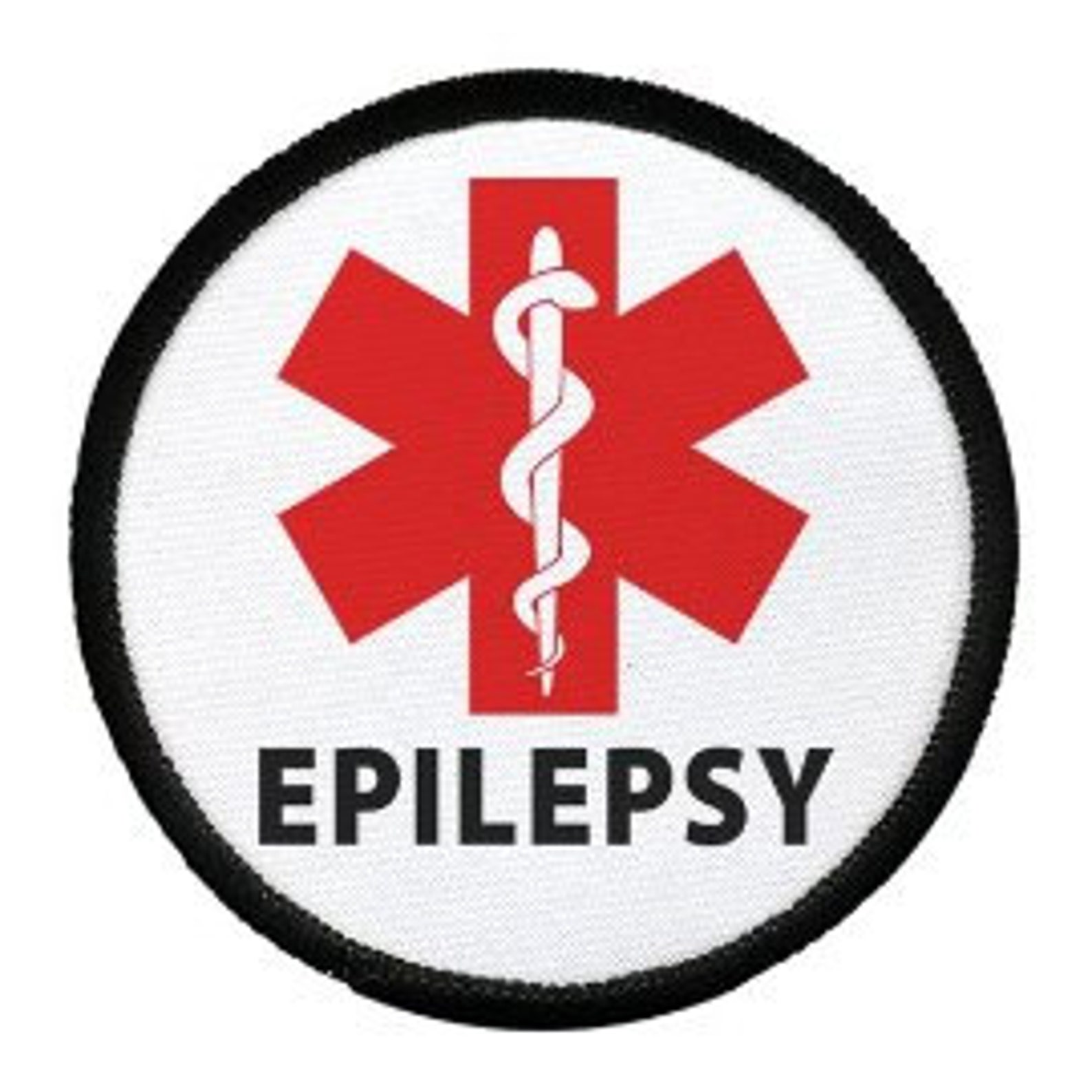 EPILEPSY Red Medical Alert Symbol Black Rim Patch With a Hook Etsy