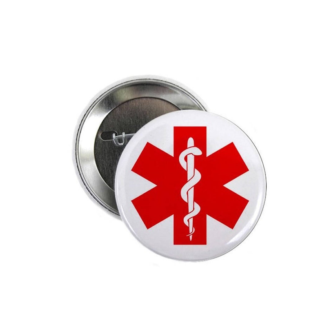 Red Medical Alert Symbol Medical Alert Pin Back Button choose Size Etsy