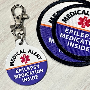 Epilepsy Medication Inside Medical Alert ID Medicine Supply Bag Charm First Aid Pouch Epileptic Seuzure Medic Alert Walker Bag Tote image 2