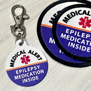 Epilepsy Medication Inside Medical Alert ID Medicine Supply Bag Charm First Aid Pouch Epileptic Seuzure Medic Alert Walker Bag Tote image 2