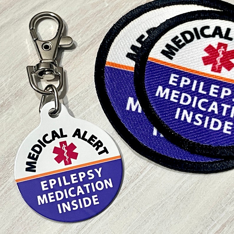 Epilepsy Medication Inside Medical Alert ID Medicine Supply Bag Charm First Aid Pouch Epileptic Seuzure Medic Alert Walker Bag Tote image 2